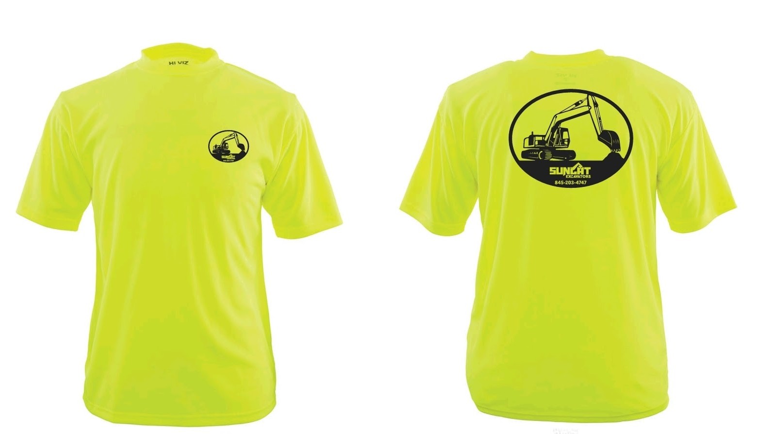 Hi-visibility work shirt printed for Sunlit Excavators